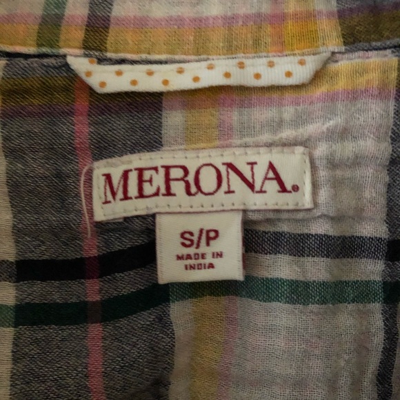MERONA Women’s L/S Plaid Shirt, Petite Small - Picture 2 of 9